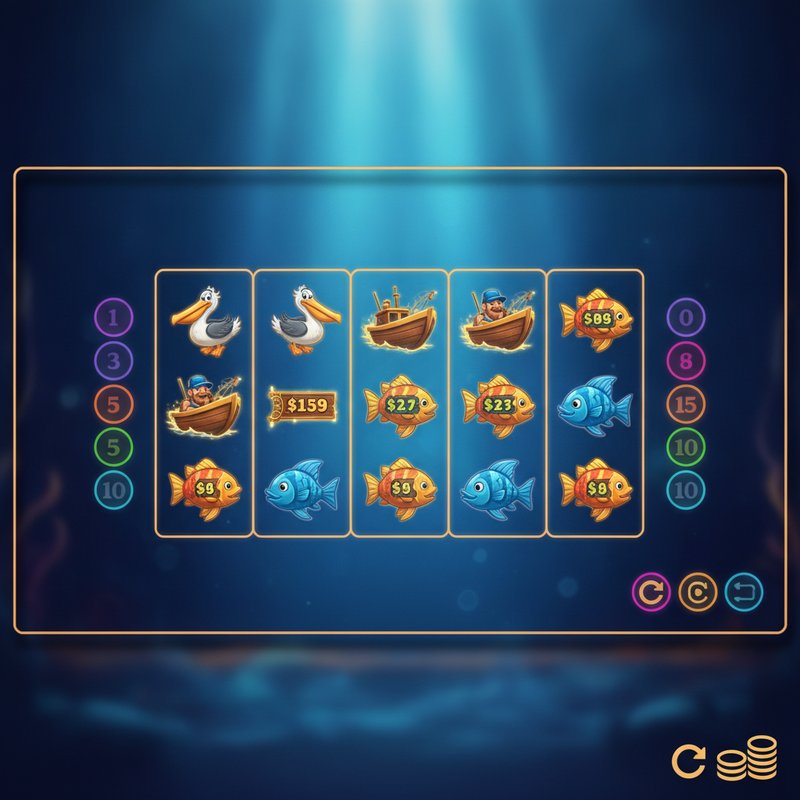 Fishin Frenzy slot main screen with underwater ocean background and 5x3 reel grid