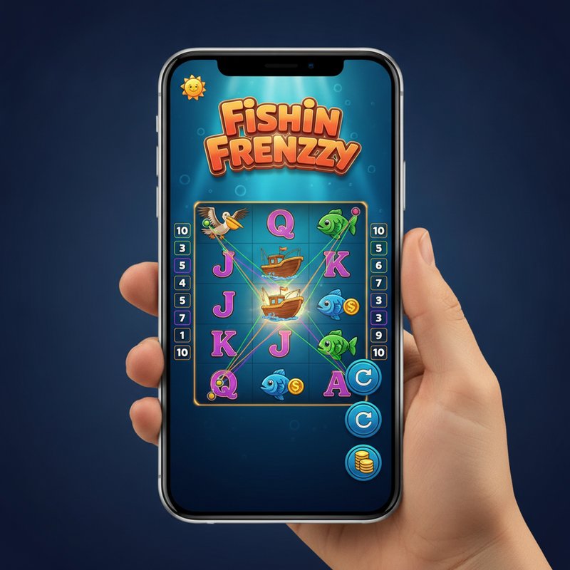 Fishin Frenzy slot by Real Time Gaming displayed on a mobile device